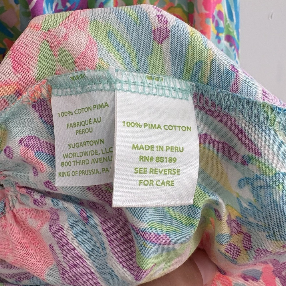 LILLY PULITZER Hampton Fan Sea Tank Dress Racerback Sleeveless Ruffle-Hem Sz L - Picture 6 of 7